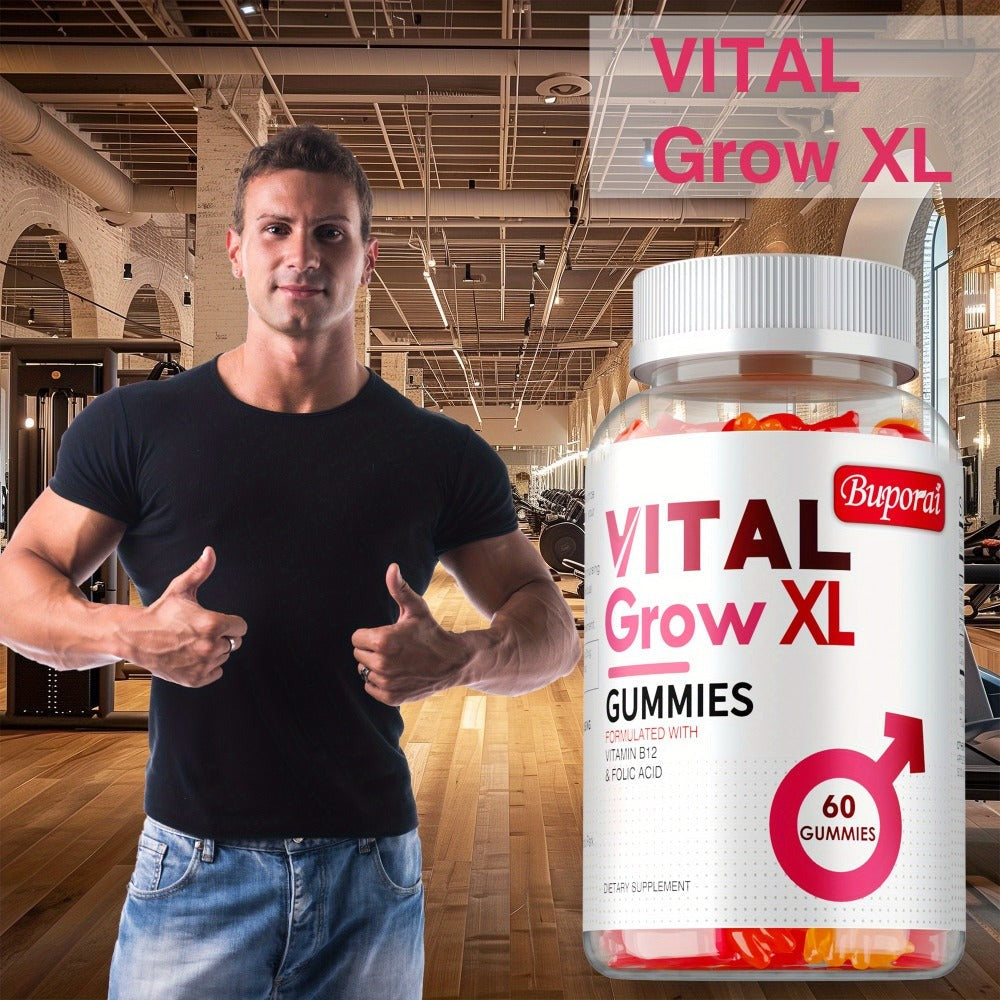 Vital Grow XL Gummies - with Sodium, Calcium, Magnesium - Supports Male Health, Muscle Health, Energy Support - 60pcs