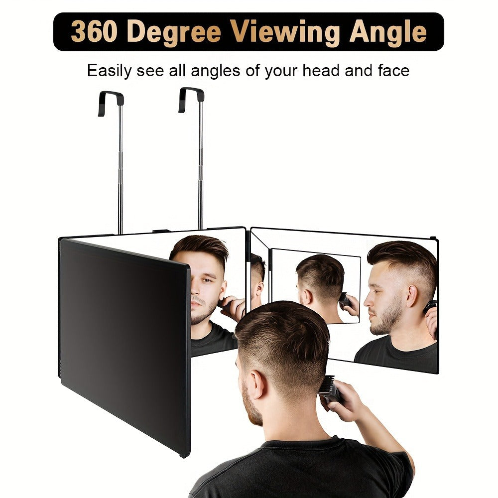 360-Degree Viewing Angle Hair Cutting Mirror, 3-Way Self Haircut Mirror with Clear Anti-Fog HD Glass, USB Rechargeable, Plastic Frame, Beauty And Personal Care Mirror, Wedding Gift, Triple Fold Mirror, Limited Time Discount, Wedding Easter Gifts