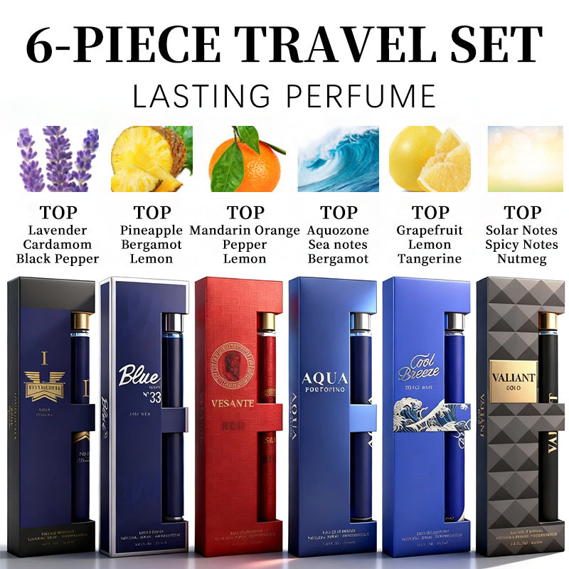 6-Piece Travel Set, Men's Eau De Toilette Spray, Long Lasting Fragrance, 6 Different Flavor, Perfect For Holiday Gifts, Dating, Daily Life, Parties, 1.18 Fl Oz/bottle, Valentine's Day And Other Festivals