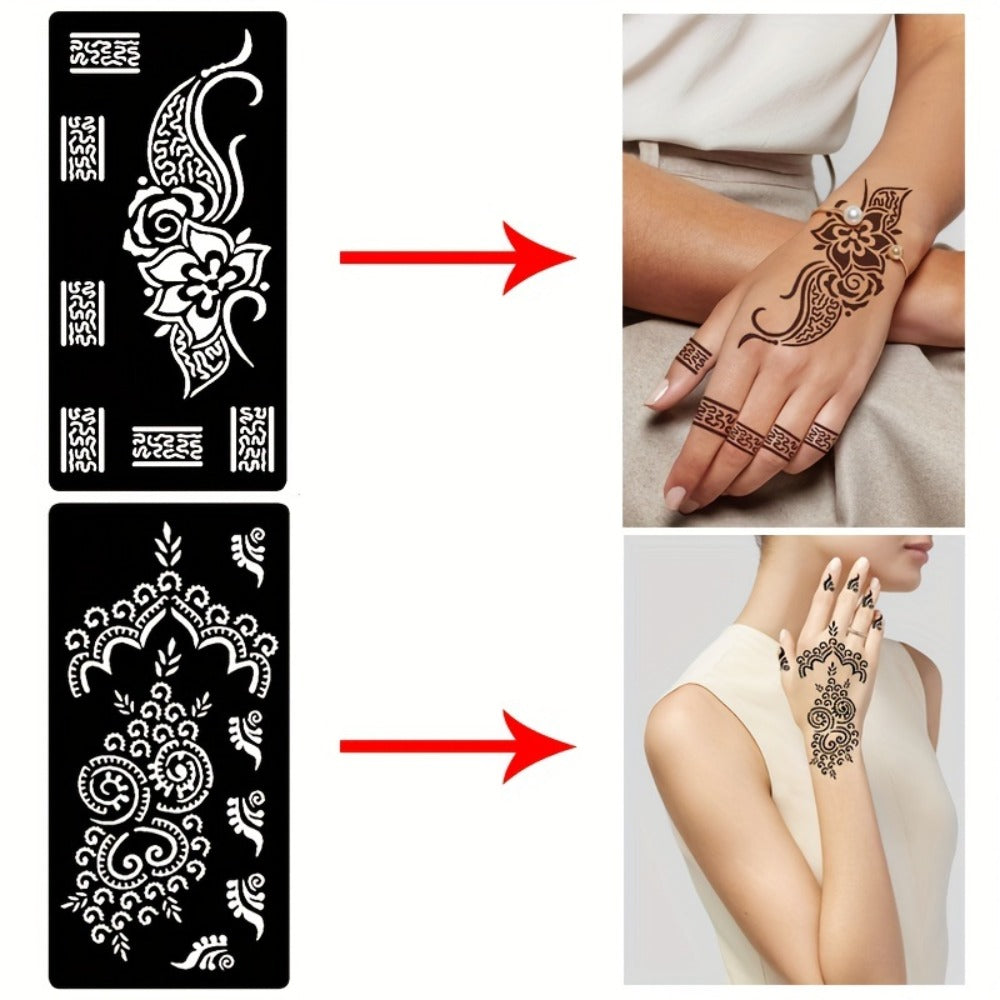 7 Tattoo Hollow Nail Flowers, Arm Stencil Stickers for Temporary Body Painting Art, Suitable for Festivals And Events, Easy-To-Apply Light Beige Decoration, Ideal Choice to Express Creativity