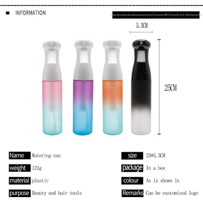 Barber Spray Bottle Fine Mist 300ml Frosted Anti-Slip BPA Free Hair Spray Water Bottle for Curly Hair Styling Salon Skincare Gardening Plant Misting Gradient Color