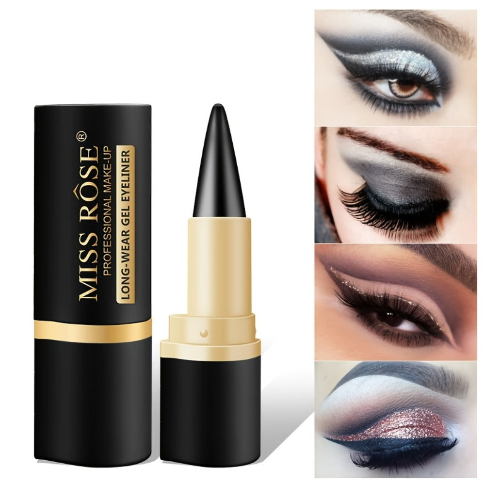 Matte Eyeliner Gel Pencil 3pcs Black Waterproof Long-Lasting Smudge-Proof Creamy Single Tip Eye Liner Sweat-Resistant Gentle Skin Professional Eye Makeup Women