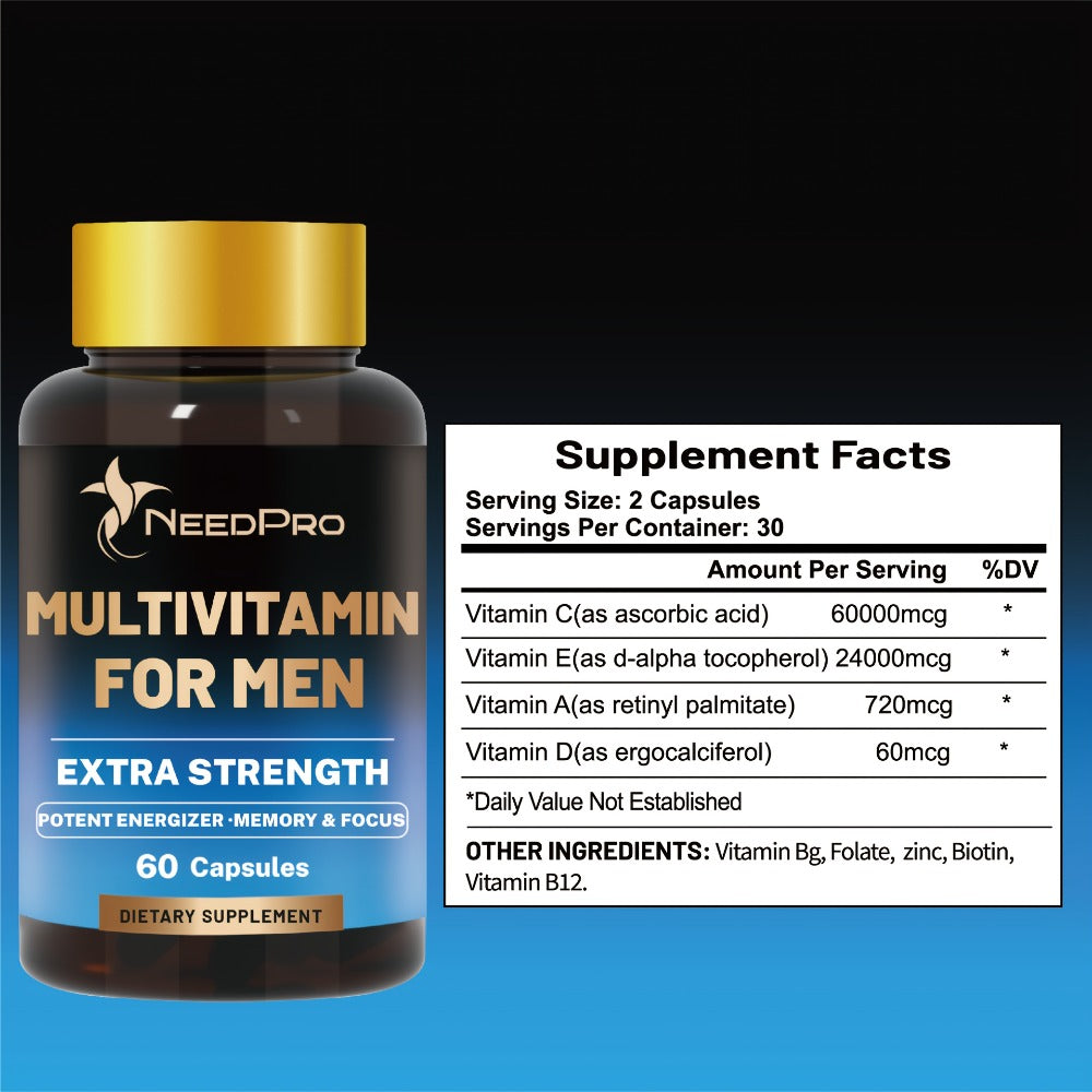 120 Capsules Men'S Vitamin, Rich in Vitamin C, Vitamin A, Vitamin D, Vitamin B6, Folic Acid, Zinc, Biotin, Vitamin B12, Exercise - Healthy Supplement