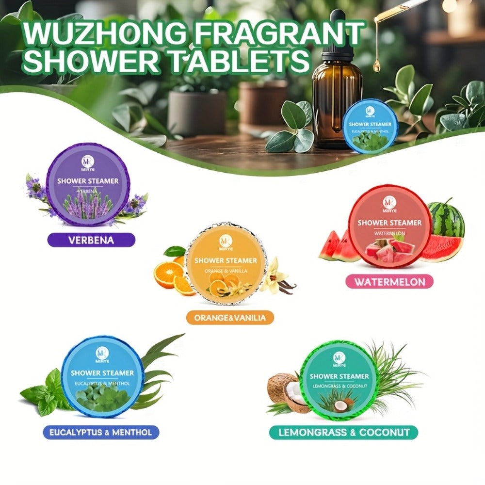 A 20-count Pack Of Long-lasting, Richly Scented Bath Steam Tablets Featuring Six Fruit And Herbal Essential Oil Fragrances. Suitable for Both Showers And Foot Baths, These Make A Unisex Gift for Christmas, Anniversaries, And Halloween.