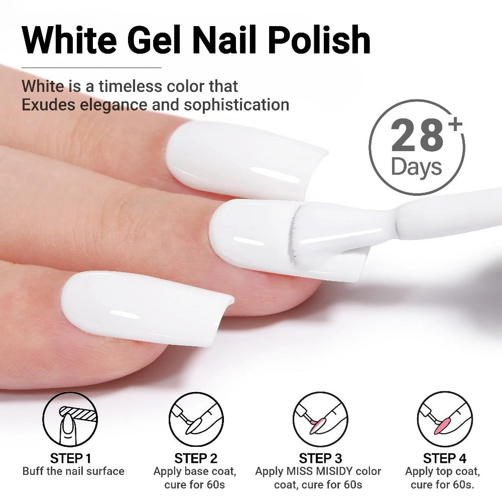 MISS MISIDY 0.54oz Pure Black & White Gel Nail Polish - Odorless, Durable Manicure & Pedicure Solution, Easy Application for Professional End, Nail Gel Polish, Essential for Manicure, Elegant Nail Design, Scentless Formula