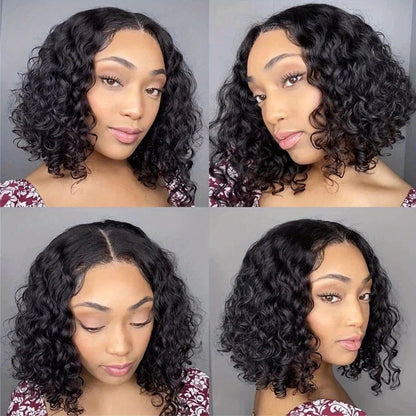 Glueless Bob Wig Human Hair 13x4 Pre Cut Lace Deep Wave Wig 200% Density Wear and Go Pre Plucked Body Wave Lace Front Wig for Black Women