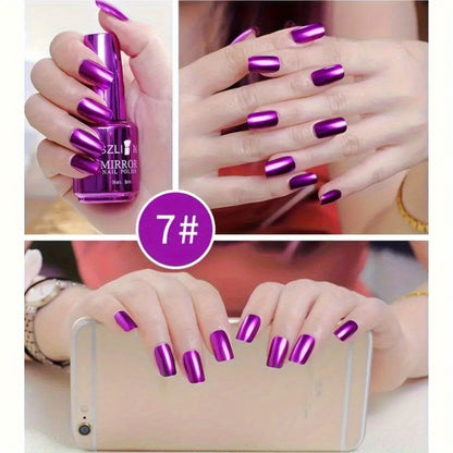Metallic Nail Polish Set 12PCS Mirror Chrome 3D Effect Nail Art Colors - Built-in Fine Brush Metal Paint for Salon DIY Nail Design Manicure Gift