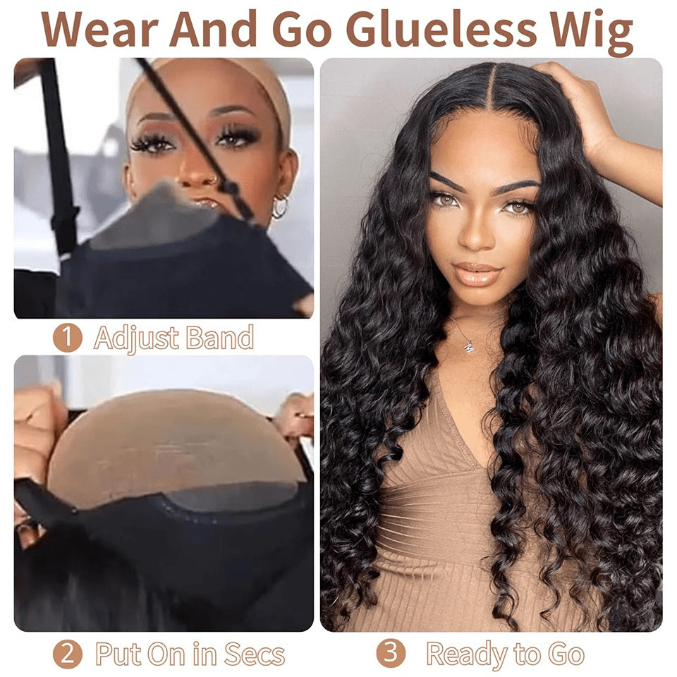 Glueless Wigs Human Hair Pre Plucked Pre Cut 250 Density Loose Deep Wave Wig Glueless Wigs for Women Loose Wave Lace Front Wigs Human Hair