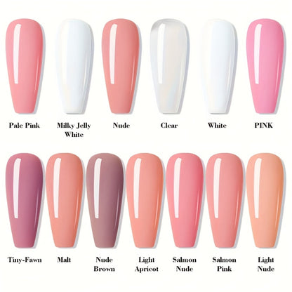 Builder Gel Nail Kit 150g - LED Nail Extension Gel for Apex Strengthening & Nail Art, Clear White Pink Nude Shades, Professional Manicure Set for Salon & Home DIY Use
