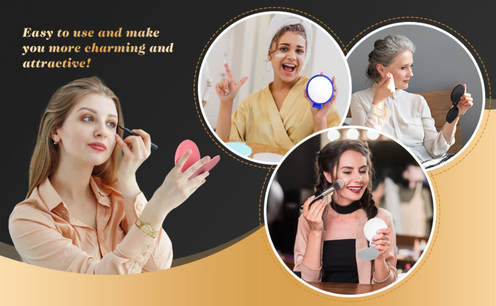 Value Pack Portable Folding Makeup Mirror Set In Royal Blue. Compact Round Mini Mirrors Fit In Purse, Ideal for Women's Daily Use, Travel, And As A Thoughtful Mother's Day Gift(10pcs/ 21pcs Available)
