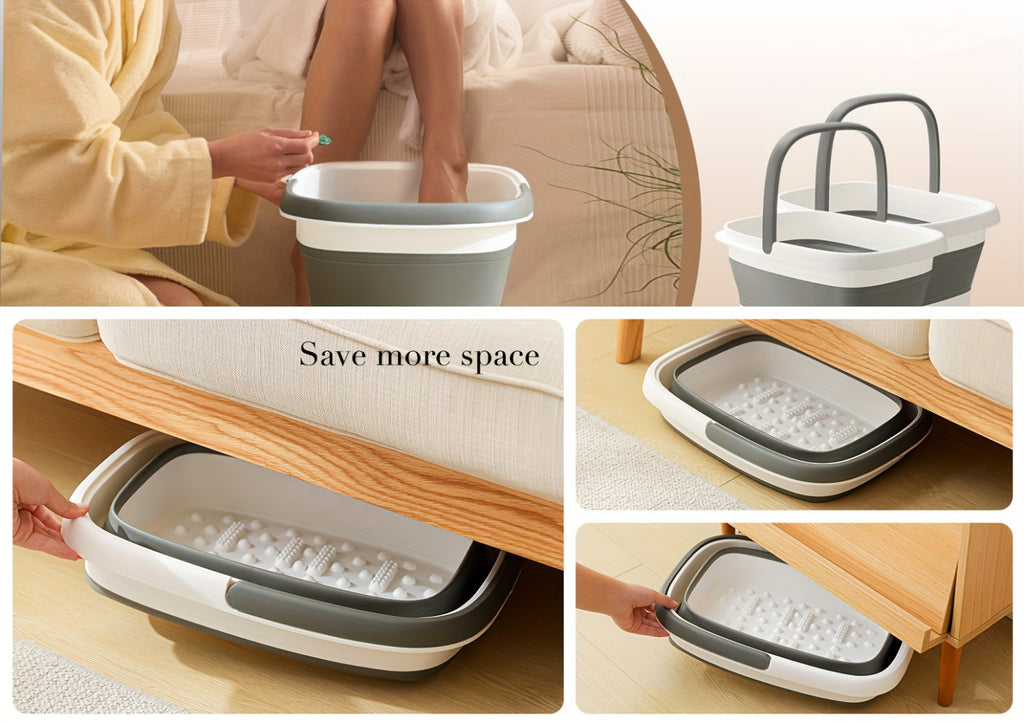 Collapsible Foot Soak - Sturdy Travel Spa Container with Handle, Compact Design for Home, Salon, And On-The-Go - Easy to Clean Foot Soak Container And Laundry Basket, Robust Build