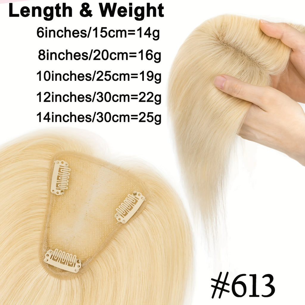 3.15*3.94inch Lace Base Hair Toppers for Women Clip In Real Human Hair Toppers Hair Pieces for Women with Thinning Hair Human Hair Toppers Without Bangs Clip In Hair Extensions Highlight Blonde Hair Topper