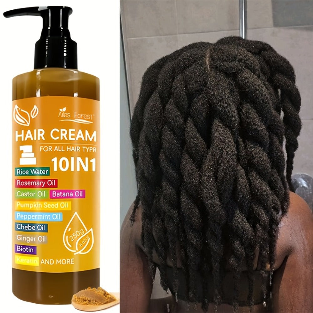 10-In-1 Hair Essence - High Permeability Hair Care Film, Containing Batana Oil, Rosemary Oil, Castor Oil, Biotin, Keratin, Ginger, Scallop Oil, Mint, Pumpkin Seeds And Rice Water, to Dry And Damaged Hair, Scalp Care, Make Hair Look Thicker