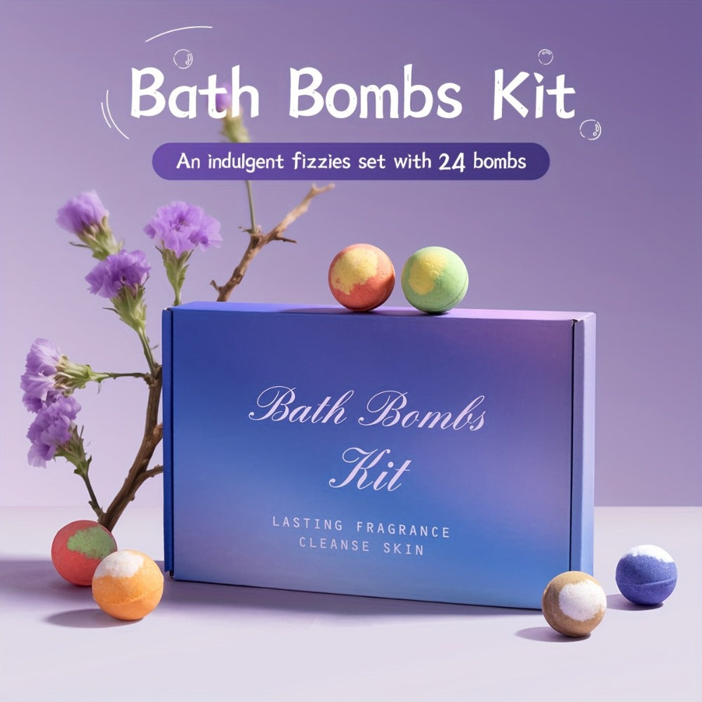 A New Set Of 24 Bath Bombs Handmade Bubble Bath Fizzes Rich In Essential Oils, Perfect For Wife Girlfriend Sisters On Birthday Christmas Halloween Anniversary Best For Festival Gift