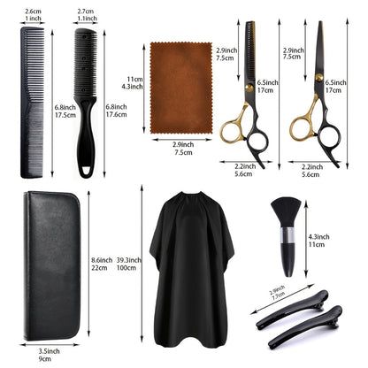 Hair Cutting Scissors Kit 13 Pcs - Professional Barber Shears Set with Thinning Shears, Blending Scissors & Accessories for Salon, Men & Women Home Haircut