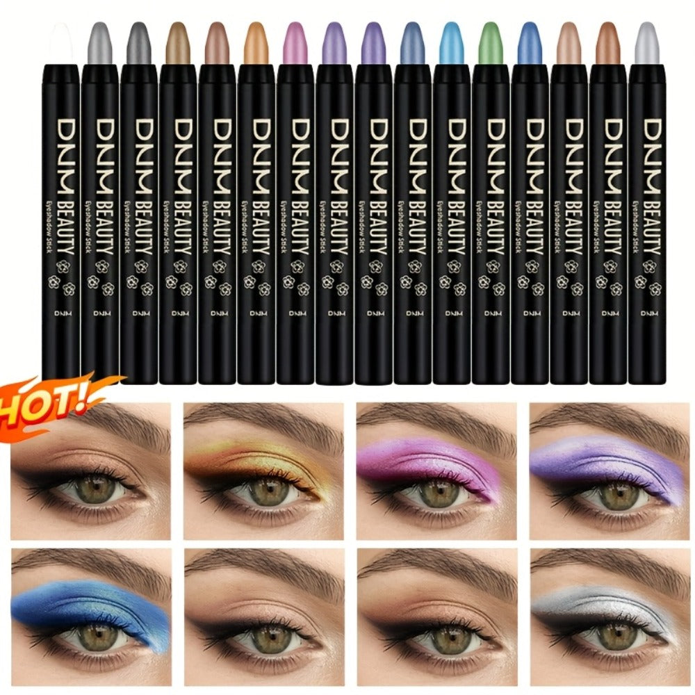 Eyeshadow Stick 16pcs Pearl Shimmer Matte Gel Eyeliner Pencil Set High Gloss Multi Color Blendable Eye Makeup for Women Party Holiday Valentine Gift