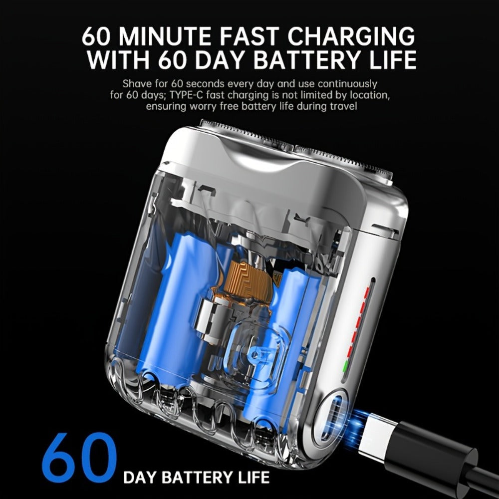 Mimi'S New Electric Shaver Features Magnetic Suction Dual Blade Heads, 2-Speed USB Charging, Mini Car Portable, Men'S Electric Mobile Razor