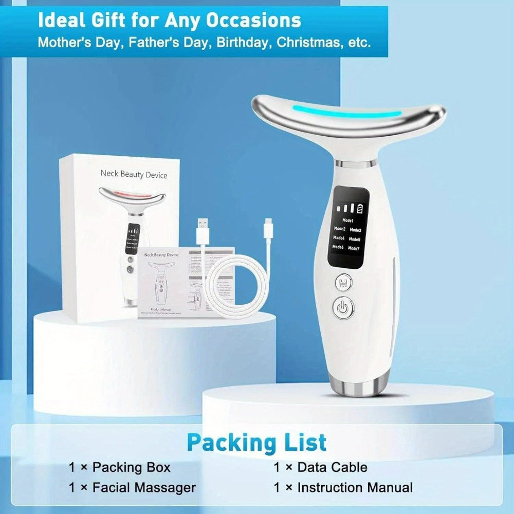 7-in-1 Facial and Neck Beauty Device, Multifunctional Rechargeable Face & Neck Massager - Perfect Gift for Women & s, Christmas Present, Neck And Face Lifting Massager, Face Massager, Face Massager for Women