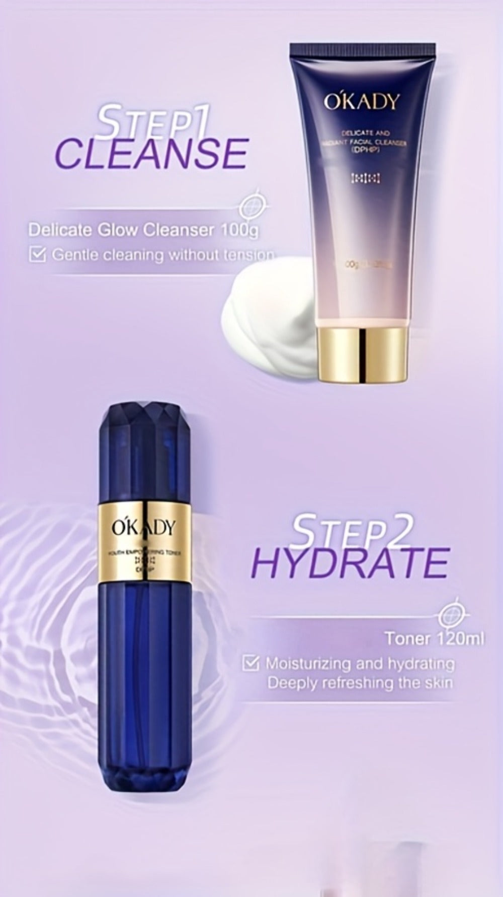 OKDAY Hydrolyzed Collagen, Sodium Hyaluronate, Makes Skin Feel Smooth, Looks Younger, Firmer, Enhances Skin Elasticity, Skin Care Kits, High-End Skin Care Products, Gifts for Women, Thanksgiving Gifts, Suitable for Gifts - Christmas/ New Year/Gifts
