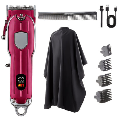 Barber Hair Clipper Kit for Men Professional USB Rechargeable Digital Size Adjustment Complete Set with Scissors 4 Limit Combs Cleaning Brush Gift for Dad Husband