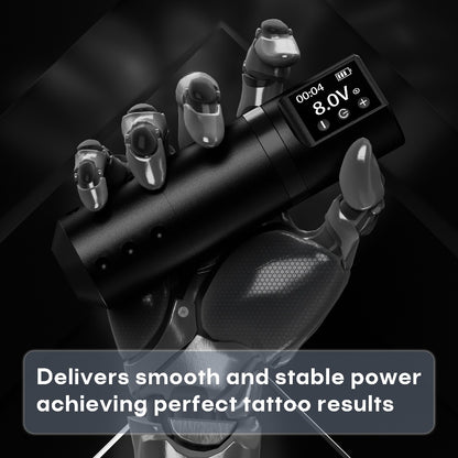 Cordless Tattoo Machine Kit Complete - POSEIDON V5 Wireless Rotary Pen with LCD Screen 1500mAh Battery 10 Needles 11 Ink Bottles Full Tattoo Supplies for Beginners & Professional Artists