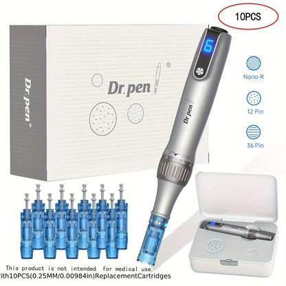 Dr. Pen M8S Microneedling Pen Kit - 10PCS 0.25mm Replacement Cartridges USB Rechargeable Professional Micro Needle Skin Care Body Tool for Adults