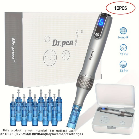 Dr. Pen M8S Microneedling Pen Kit - 10PCS 0.25mm Replacement Cartridges USB Rechargeable Professional Micro Needle Skin Care Body Tool for Adults