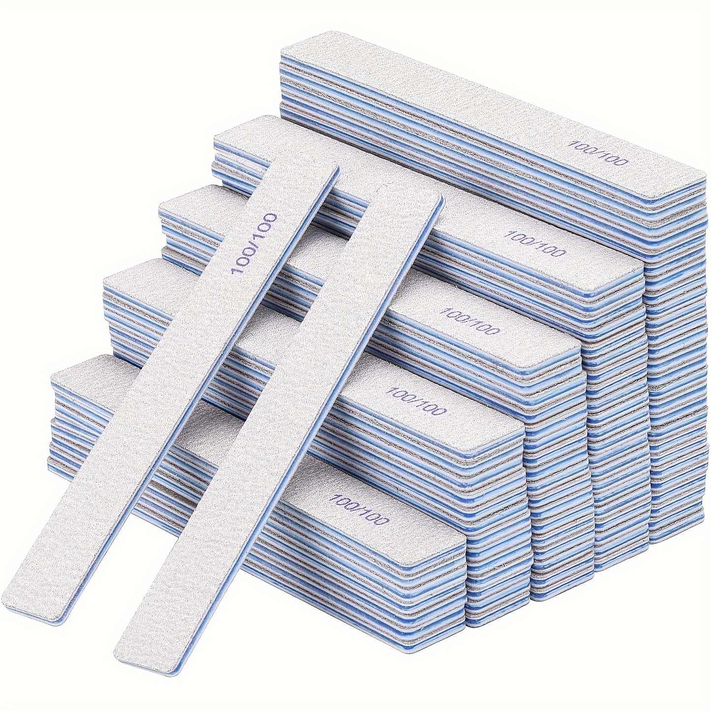 Nail Files 50pcs Professional Emery Boards Double Sided Grit Set — Acrylic Nail Art Tools for Home & Salon Use, 80/80, 100/100, 100/180 Grit Options