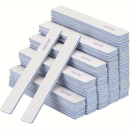 Nail Files 50pcs Professional Emery Boards Double Sided Grit Set — Acrylic Nail Art Tools for Home & Salon Use, 80/80, 100/100, 100/180 Grit Options
