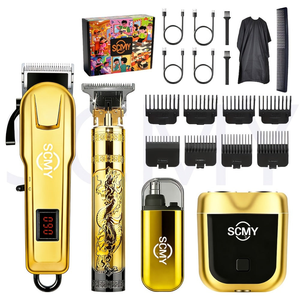 Cordless Hair Clipper Set for Men & Women — Professional Wireless Barber Clippers, T-Blade Trimmer, Powerful Motor, Steel Blades, Adjustable Taper Lever, LED Screen, Rechargeable, Home & Travel Grooming