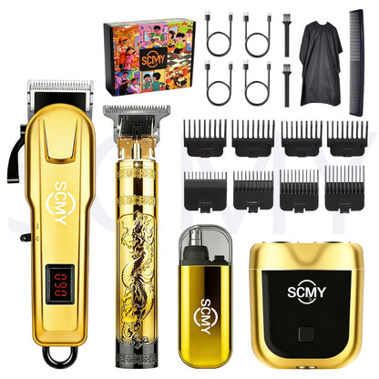 Cordless Hair Clipper Set for Men & Women — Professional Wireless Barber Clippers, T-Blade Trimmer, Powerful Motor, Steel Blades, Adjustable Taper Lever, LED Screen, Rechargeable, Home & Travel Grooming