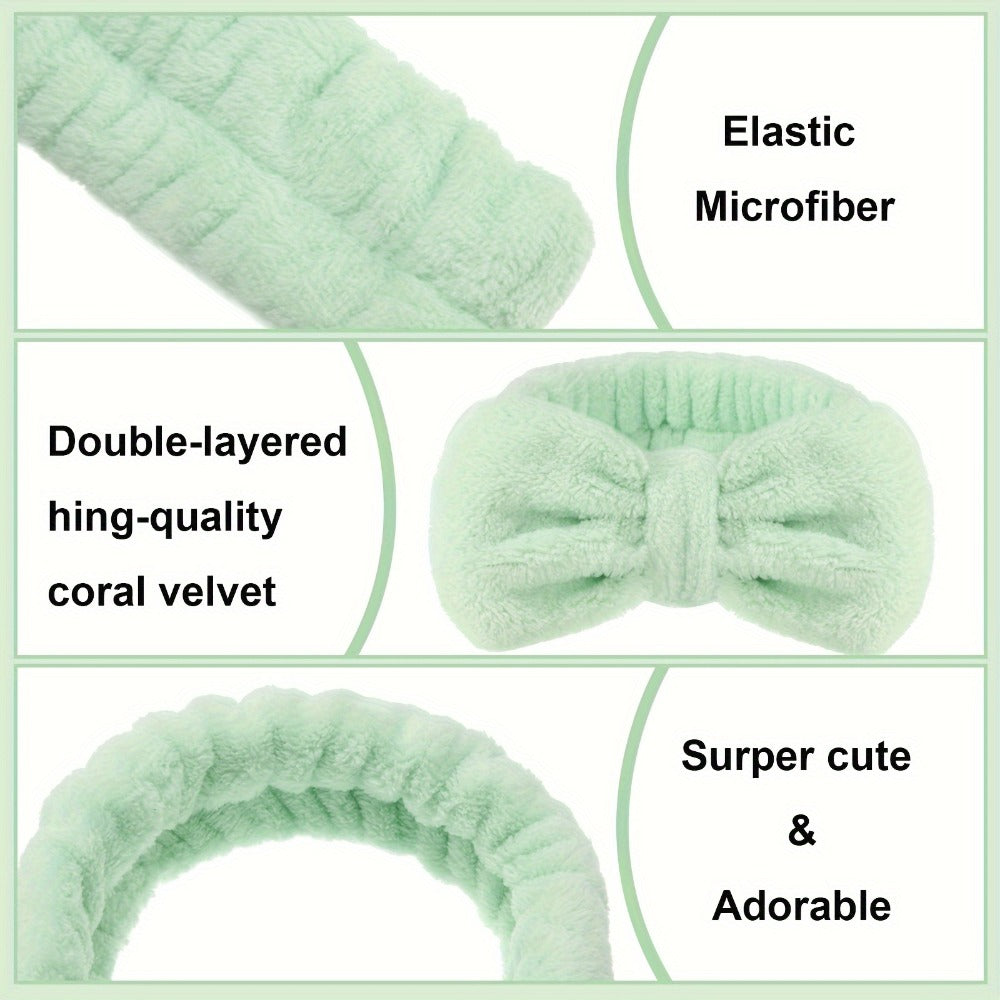 Spa Headbands for Washing Face 52 Pack Soft Coral Fleece Bow Headband Fluffy Makeup Headband for Women Skincare Shower Facial Cosmetic Headbands 13 Colors Bulk Set Slumber Party Supplies