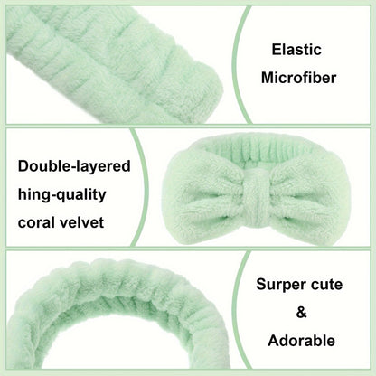 Spa Headbands for Washing Face 52 Pack Soft Coral Fleece Bow Headband Fluffy Makeup Headband for Women Skincare Shower Facial Cosmetic Headbands 13 Colors Bulk Set Slumber Party Supplies