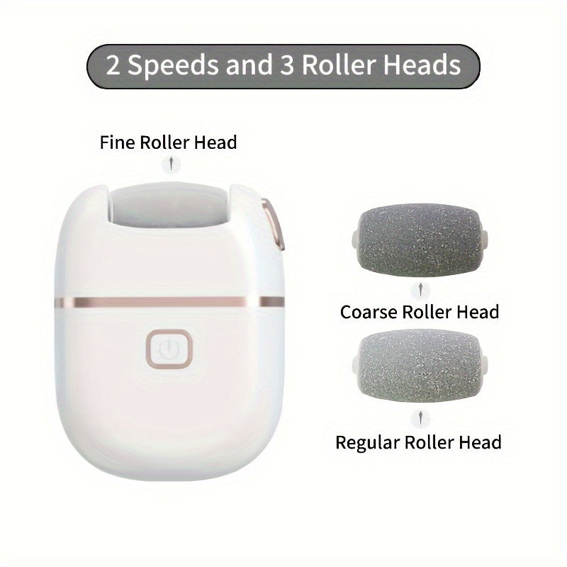 Rechargeable Electric Foot Remover Kit - Rechargeable Pedicure Tools for Feet Care with 3 Interchangeable Heads,Portable And Easy to Use,Professional Foot Care Solution for Smooth And Soft Feet,Personal Care Essentials,Birthday Christmas Gifts