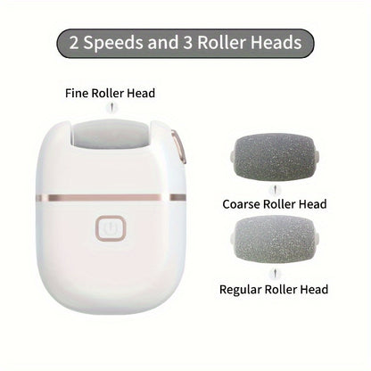 Electric Foot Callus Remover Rechargeable Pedicure Tool 2 Roller Heads Portable Dead Skin Scrubber for Smooth Soft Feet Home Professional Foot Care Kit