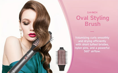 5-in-1 Hot Air Styling Comb Set Negative Ion Hair Dryer Brush Straightening Comb Round Curling Iron Oval Brush Interchangeable Heads for Women Mother's Day Gift