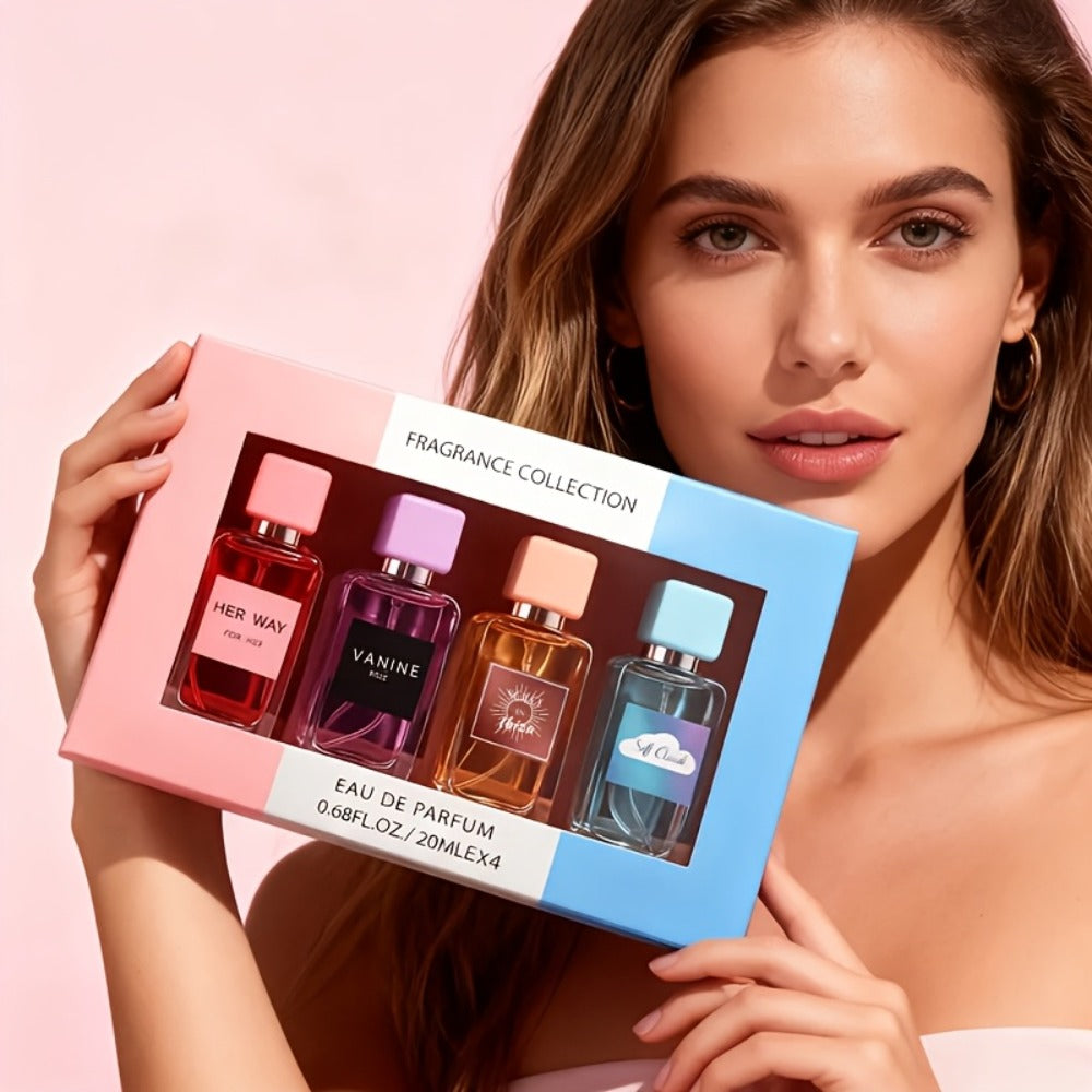 Women's Perfume Gift Set 4pcs EDP Long-Lasting Floral Fragrance Spray for Dating Parties Special Occasions 4 Scents 0.68oz Each Holiday Gift for Her