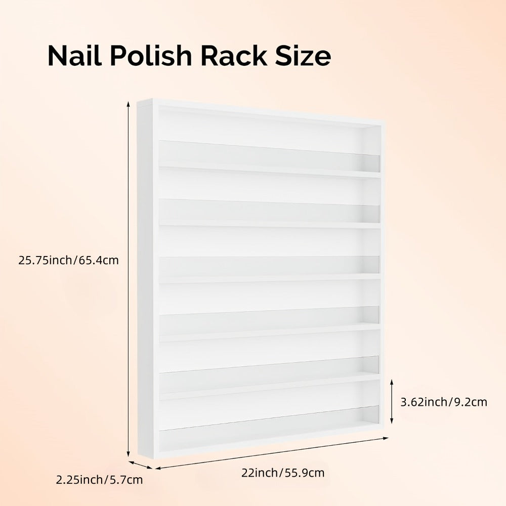 OmySalon 6 Layers Nail Polish Rack, Wall Mount Nail Polish Organizer W/Acrylic Baffle, Valentines Day Gift for Her, (White/Black)