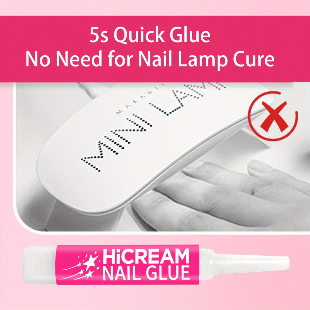 Complete Nail Glue Set - Water-Resistant, Unscented Liquid Adhesive for Press On Nails with 2pcs 0.24oz Brush On Nail Glue & 12pcs 0.07oz Bottles - Perfect for Nail Art And DIY Nail Enhancement (14pcs/28pcs)