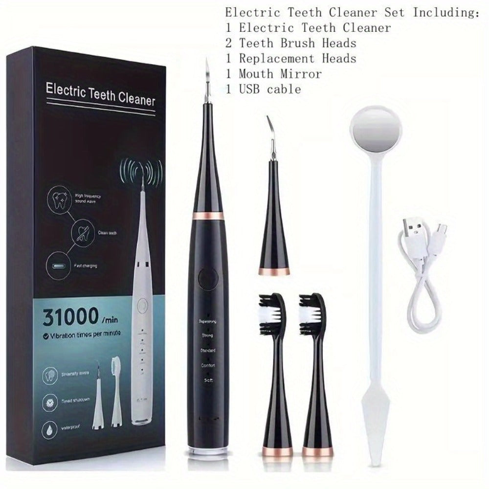 Electric Teeth Cleaner, USB Rechargeable Teeth Cleaning Tool Kit, 5 Cleaning Modes, Promote Gum Health, Suitable for Family And Friends Holiday Gifts