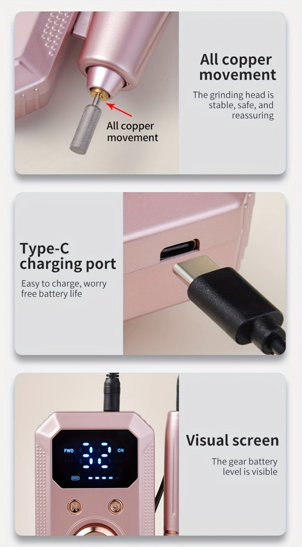 This Electric Nail Grinder Is Rechargeable And Comes with 11 Grinding Heads And 20 Sanding Rings, Perfect for High-Speed Salon Use at Home, Making It a Great Gift for