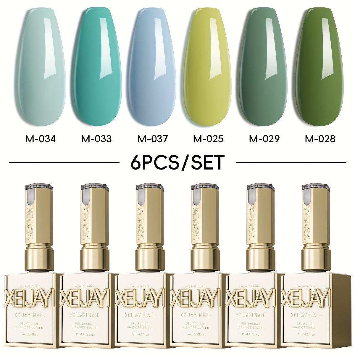Gel Nail Polish Set 6 Colors Holographic Rainbow - 0.51oz Semi-Permanent Soak-Off LED Gel, Candy Macaroon Colors for Spring Nail Art, Frame Bottle Salon Quality Long-Lasting Nail Color Kit