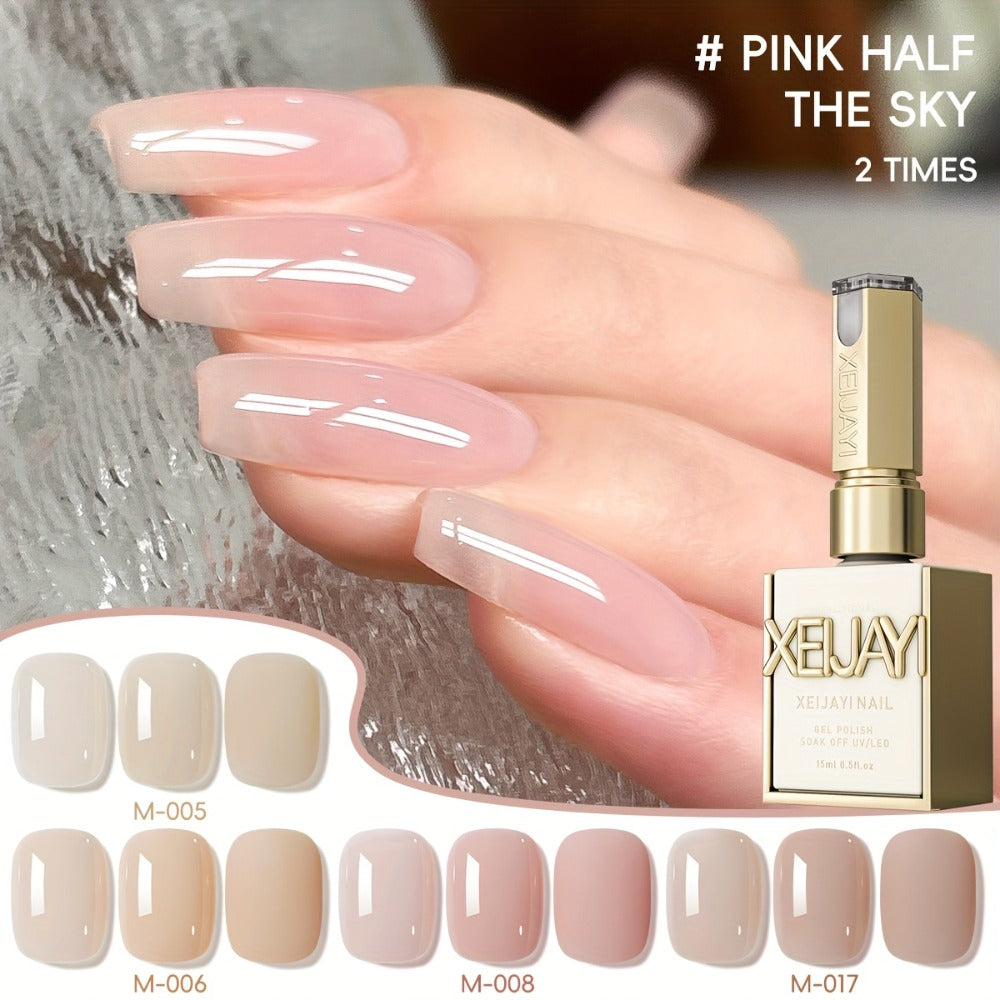 XEIJAYI Frame Bottle Nude Color 4pcs/set---Nail Gel New Arrival Nude Color Pink Nail Polish Gel 4pcs Set LED Gel High Saturation Long Lasting Firmness Does Not Damage Nails Home Salon Nail Salon Essential Salon Gel