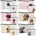 12pcs African American Makeup Bag Christian African American Makeup Bag For Black Women Bulk Mother'S Day Inspirational Gift African Queen Zipper Travel Bag Purse Toiletries Storage Bag (Novel)