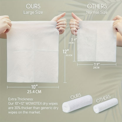 Disposable Face Towels Extra Thick & Soft — 60 Count Cleansing Wipes for Sensitive Skin, Makeup Removal & Travel | 10×12 Inch Cotton Facial Tissue 1/2/4 Boxes