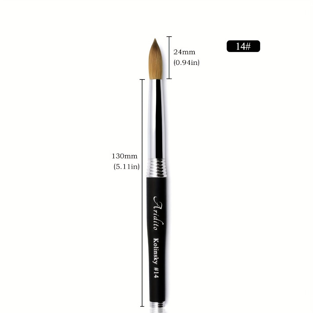Aridito 100% Pure Kolinsky Round Head Acrylic Nail Art Brush with Black Metal Handle for Professional Manicure And Home Salon (#12 #14 #16 #18)