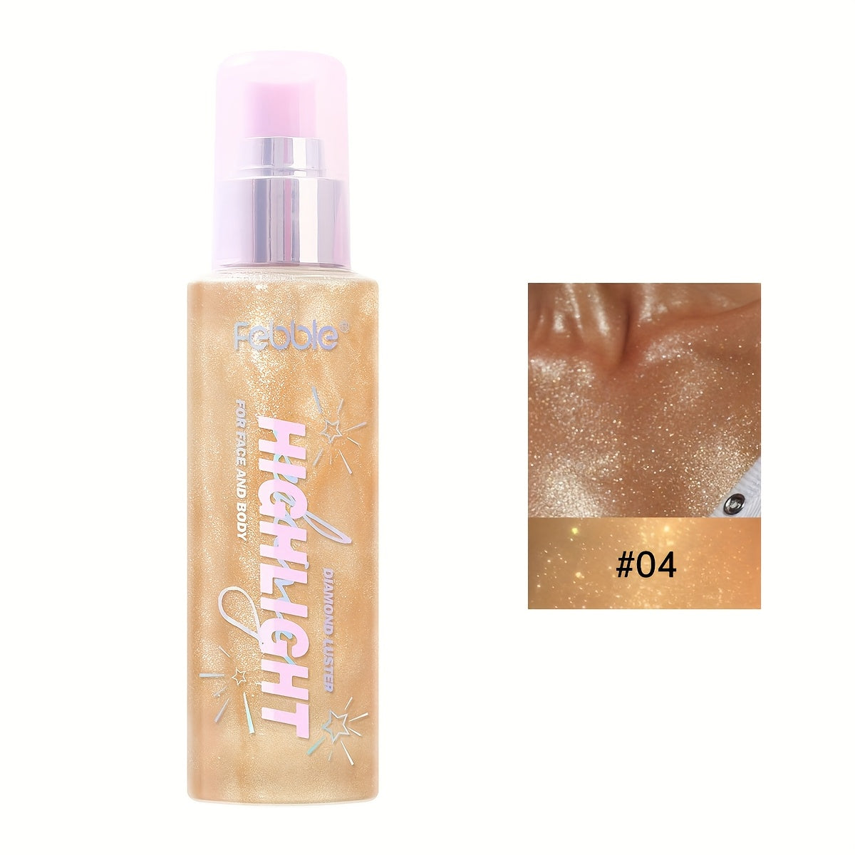 Glitter Spray for Body Face Hair Long-Lasting Luminous Shimmer Spray Lightweight Non-Greasy Radiant Glow Makeup for Festival Party Everyday Wear 4 Shades