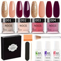 NOCIS 11pcs Dip Powder Nail Kit: Classic Brown Nude Collection, Glitter, Neutral Skin Tone, No-Odor, Beginner Friendly, French Nail Art Manicure Gift Set