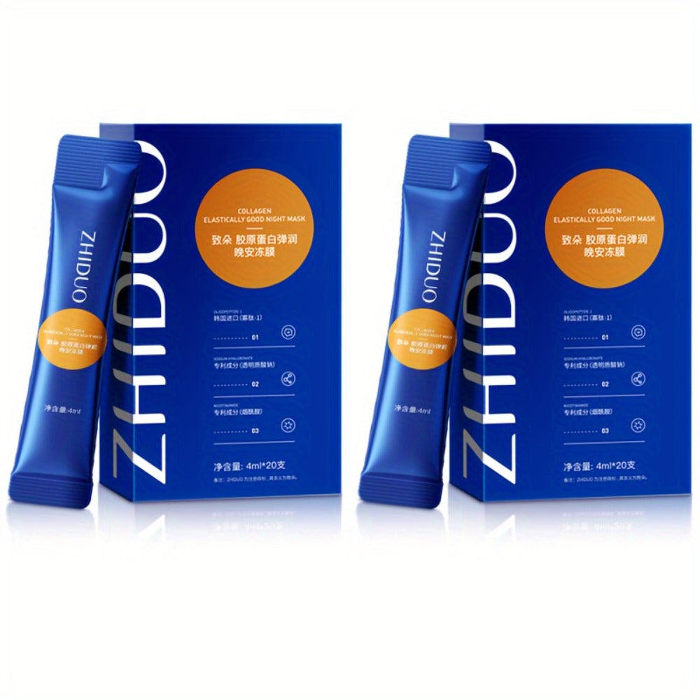 20pcs Per Box of Collagen Night Cream Sleep Frozen Film - Mud Mask - Overnight Moisture - Travel Set