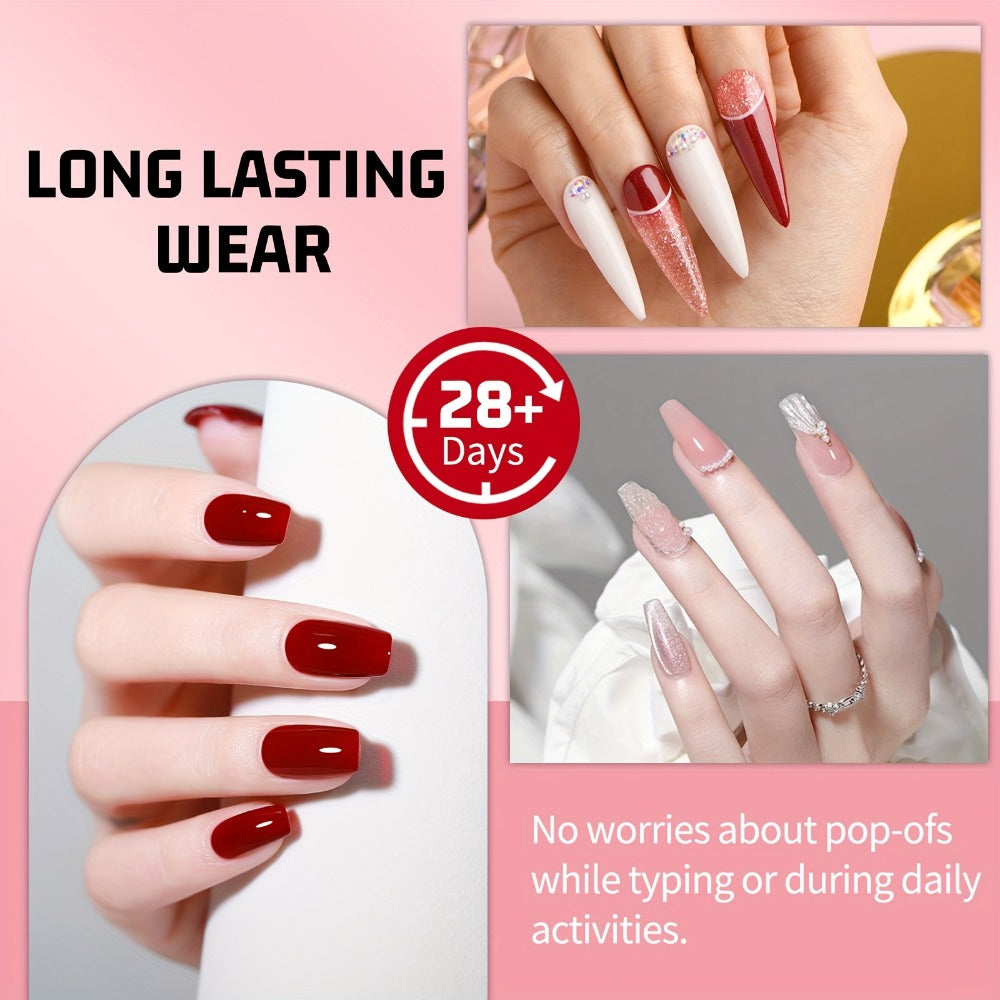 Nail Glue for Acrylic Nails Quick Dry Strong Hold Gel Formula Nail Art Glue for Press On Nails Gems Rhinestones Nail Accessories Long Lasting Manicure Supplies 4pcs 10g Each